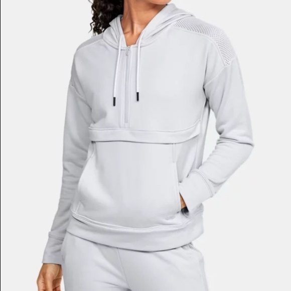 Under Armour tech terry hoodie light grey size XL women’s - Picture 1 of 12